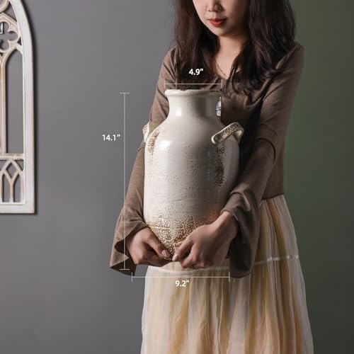 Quoowiit Ceramic Rustic Farmhouse Vase 14 Inch