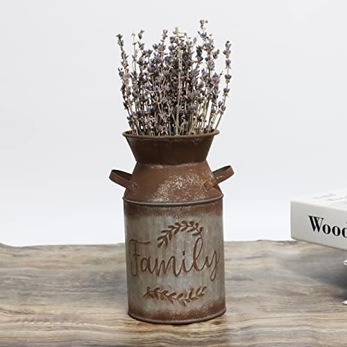 Galvanized Milk Can Greeting Vase with Rustic Design
