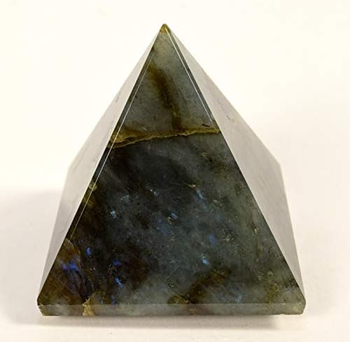HC Set 57mm Rainbow Flash Labradorite Pyramid Clear Quartz Cabochon
