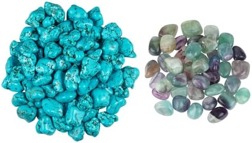 SUNYIK Pack of 2 Green Howlite Fluorite Tumbled Stones