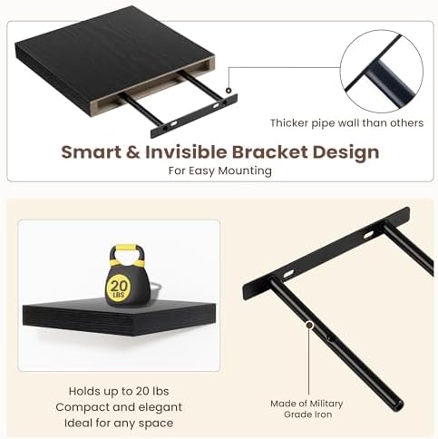 Fun Memories Floating Shelves Set of 3 Black Square 93 Inch