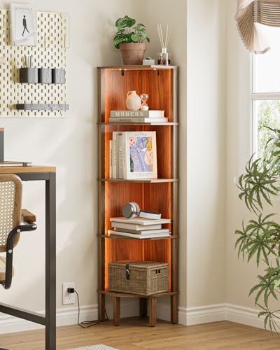 Apetaccat 5 Tier Corner Bookshelf in Walnut