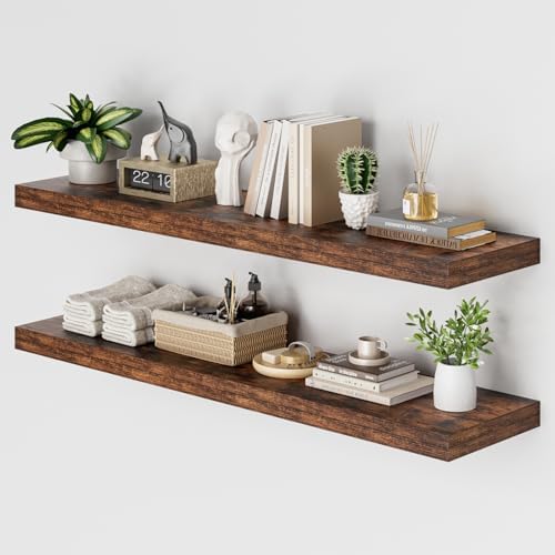 48W x 12D Floating Shelf Set of 2 Rustic Brown