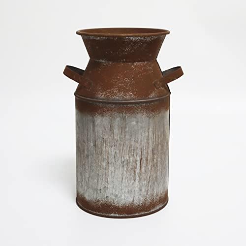 Galvanized Milk Can Greeting Vase with Rustic Design