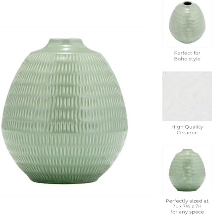 Sagebrook Home Decorative Ceramic Vase - 7 Inch Sculptural Style