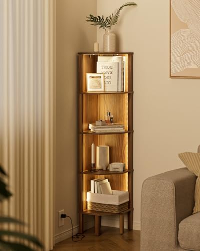 Apetaccat 5 Tier Corner Bookshelf in Walnut