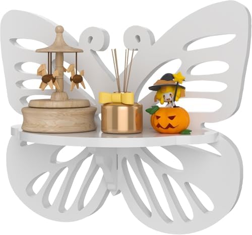 2PCS Butterfly Wall Shelf Cute Floating Storage for Kids Room and Nursery Decor