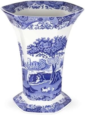 Spode Blue Italian Hexagonal Vase 105 Inch Porcelain Decorative Accent