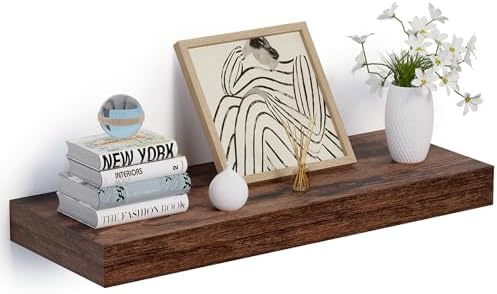 24 x 12 Inch Deep Floating Shelves Wall Mounted with Invisible Brackets