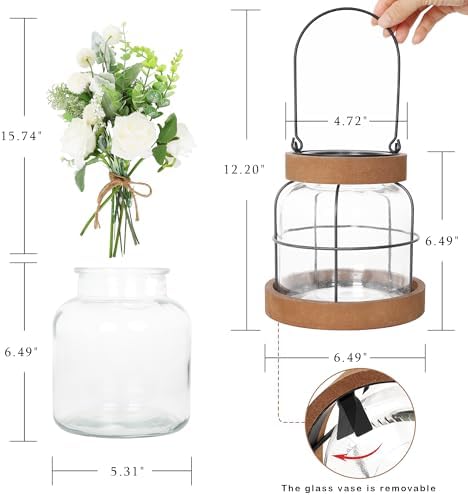 Farmhouse Vase with Artificial Flowers and Fairy Lights