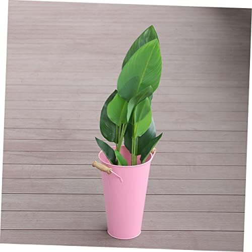 STOBAZA Large Wrought Iron Floor Vase Pink Bucket Outline