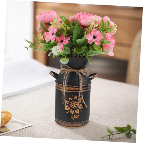 Vintage Bucket Vase Decorative Metal Planter for Flowers and Events