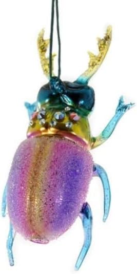 Rainbow Staghorn Beetle Vintage-Inspired Glass Blown Christmas Ornament