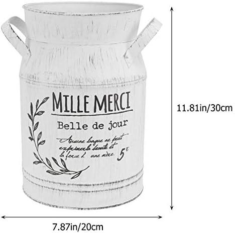 Angoily Retro Galvanized Flower Vase French Style Decorative Bucket for Home Office