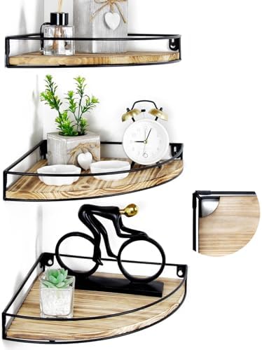 Corner Floating Shelves Set of 3 Rustic Brown
