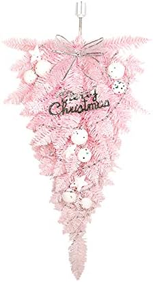 RESOYE Christmas Artificial Swag 236 Inch Pink Floral Wreath Front Door Teardrop with White Ball and Bowknot
