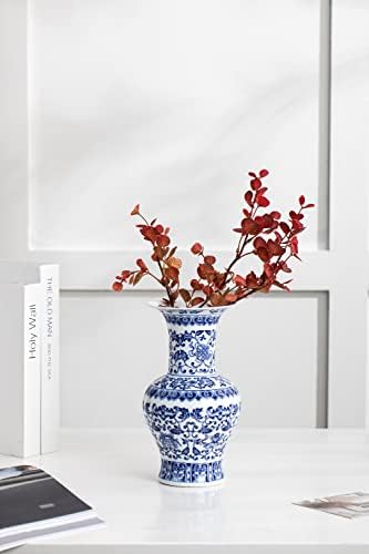 Blue and White Vase 10 Inch Ceramic Decor for Home