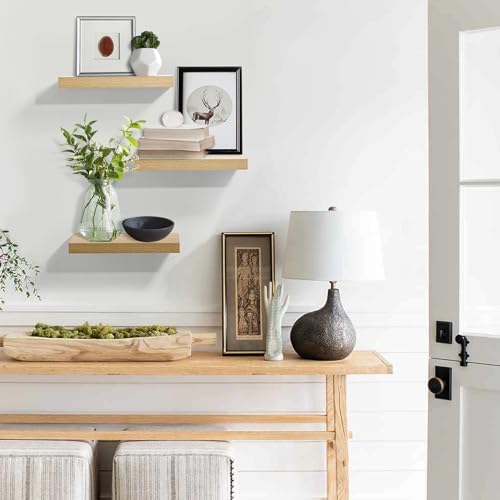 AHDECOR Floating Shelves Set of 3 Rustic Wooden Ledge Decor