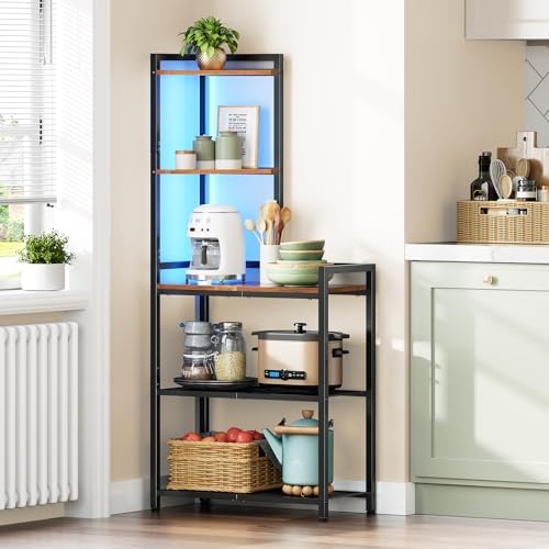HOOBRO 5-Tier Corner Shelf with LED Light