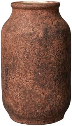 9 Inch Brown Terracotta Rustic Vase for Home Decor