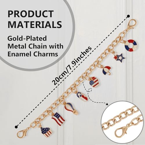 4th of July Gold Plated Door Chain Lock Charms