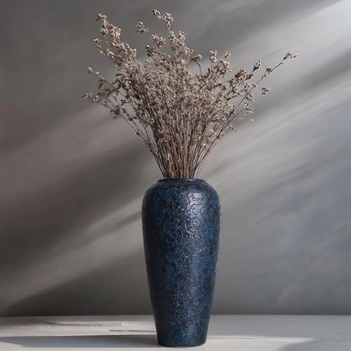 Blue Ceramic Vase 13 Inch Tall Rustic Terracotta
