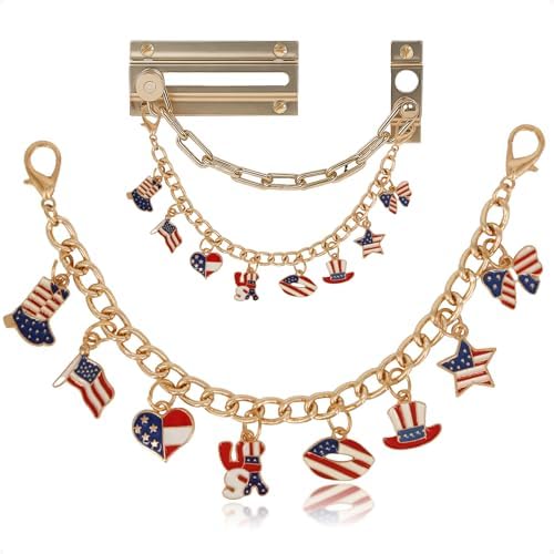 4th of July Door Chain Lock Charms - Gold Plated Decor