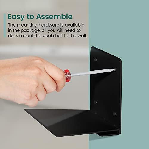 STORAGE MANIAC Floating Book Shelves 4-Pack Black Large