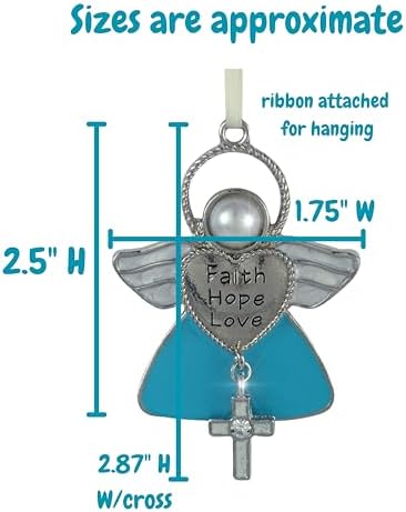 Angel Ornaments - Faith Hope Love Engraved Angel Christmas Ornament with Cross Charm
