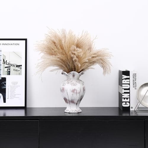 Rustic Farmhouse White Ceramic Vase 85 Inches
