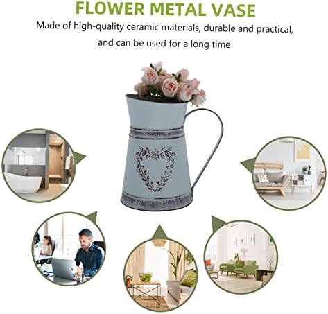 Vintage Kettle Shape Metal Flower Vase for Home Decor