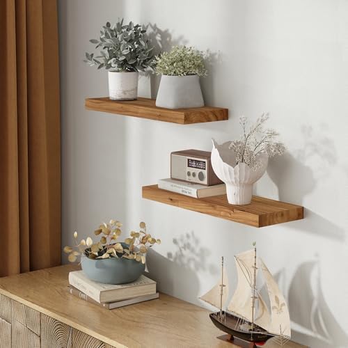 Fun Memories Wood Floating Shelves Wall Mounted Set of 2