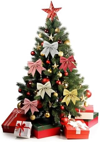 Prudance 5 Piece Christmas Glitter Bows Decor