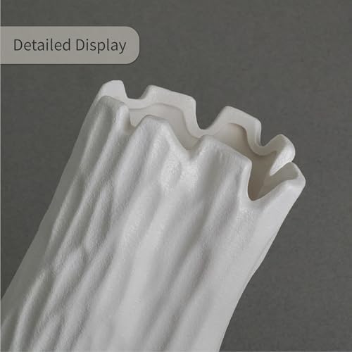 White Matte Ceramic Vase with Organic Nature Shape