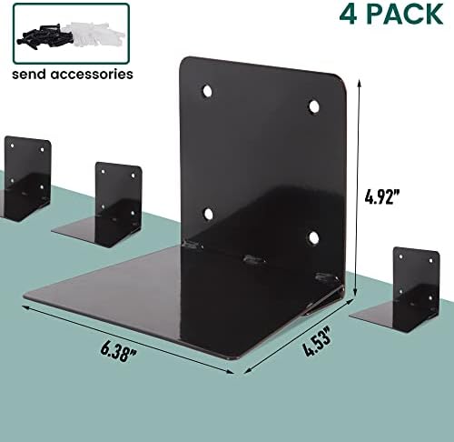 STORAGE MANIAC Floating Book Shelves 4-Pack Black Large