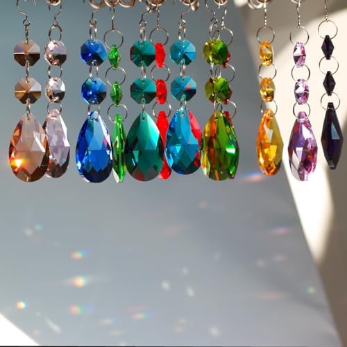 12pcs Teardrop Crystal Chandelier Prisms Suncatcher Beads Replacement
