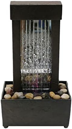 Natures Mark 10 Inch H Mirrored Waterfall Fountain Light Show Tabletop