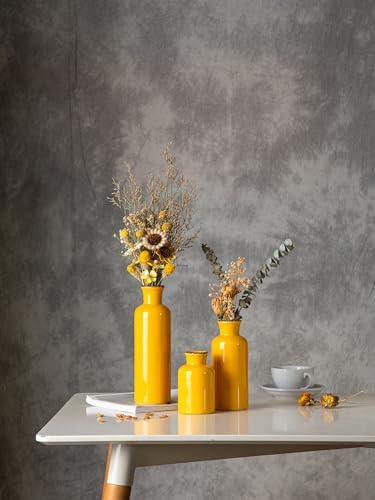 CwlwGO Yellow Ceramic Vase Set Modern Decor