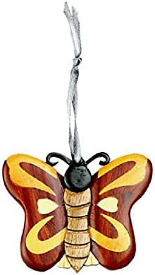 Set of 4 Handmade Double Side Wood Garden Critter Ornaments - Hummingbird Dragonfly Bee Butterfly