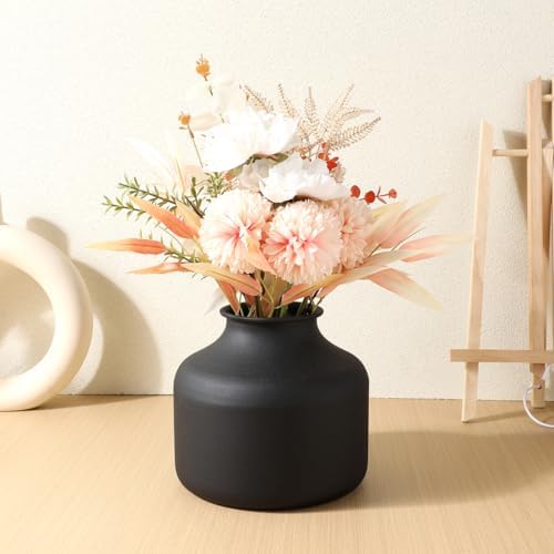 Happyyami Metal Matte Black Flower Vase Small