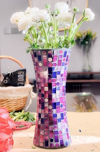 116 Inch Purple Red Mosaic Glass Vase