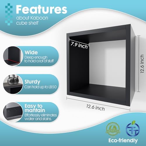 Kaboon Cube Shelves Set 2 Black Wall Mount