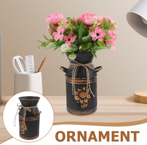 Didiseaon Shabby Chic Vintage Metal Pitcher Vase for Farmhouse Decor