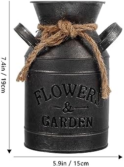 Vintage Galvanized Flower Jug Decorative Planter for Home and Kitchen