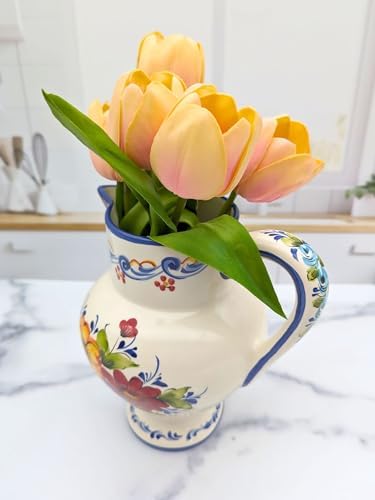 Hand Painted Portuguese Ceramic Flower Pitcher Vase 8x55x8