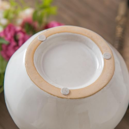 White Ceramic Vase with Big Handle and Rustic Design