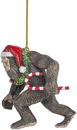 Bigfoot Wearing Santa Hat Ugly Christmas Tree Ornament