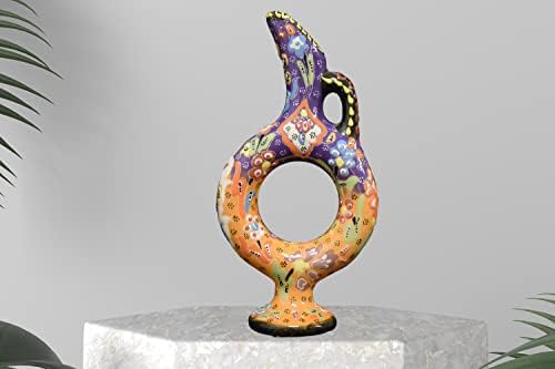EliPOT Medium Ceramic Hittite Vase Light Orange Purple