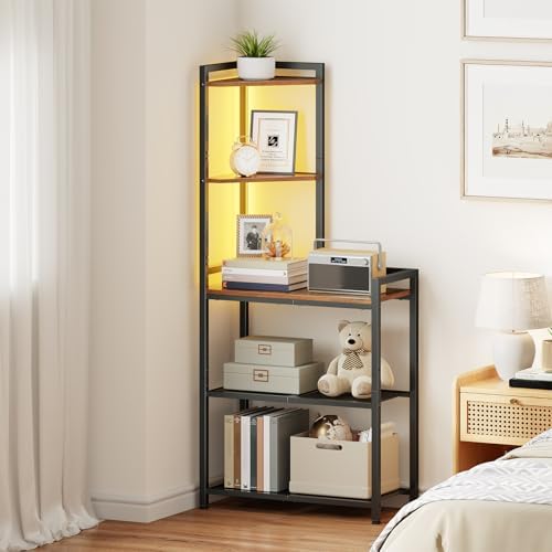 HOOBRO 5-Tier Corner Shelf with LED Light