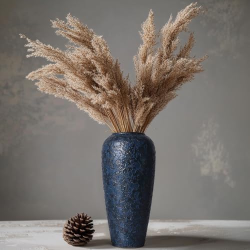 Blue Ceramic Vase 13 Inch Tall Rustic Terracotta